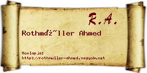 Rothmüller Ahmed névjegykártya